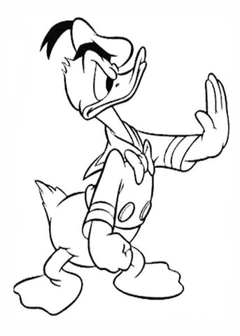 Donald Duck Says Stop  Coloring Page